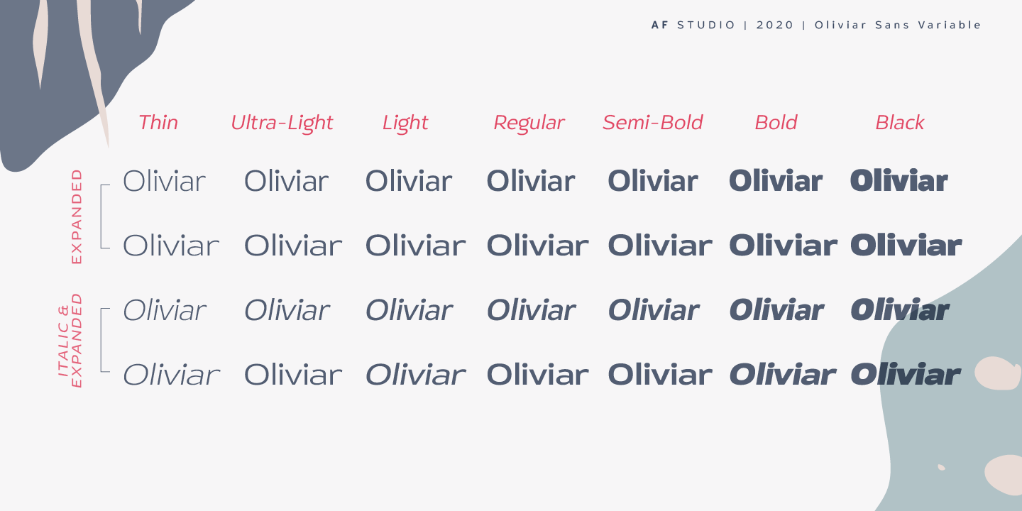 Ejemplo de fuente Oliviar Sans Light Ex